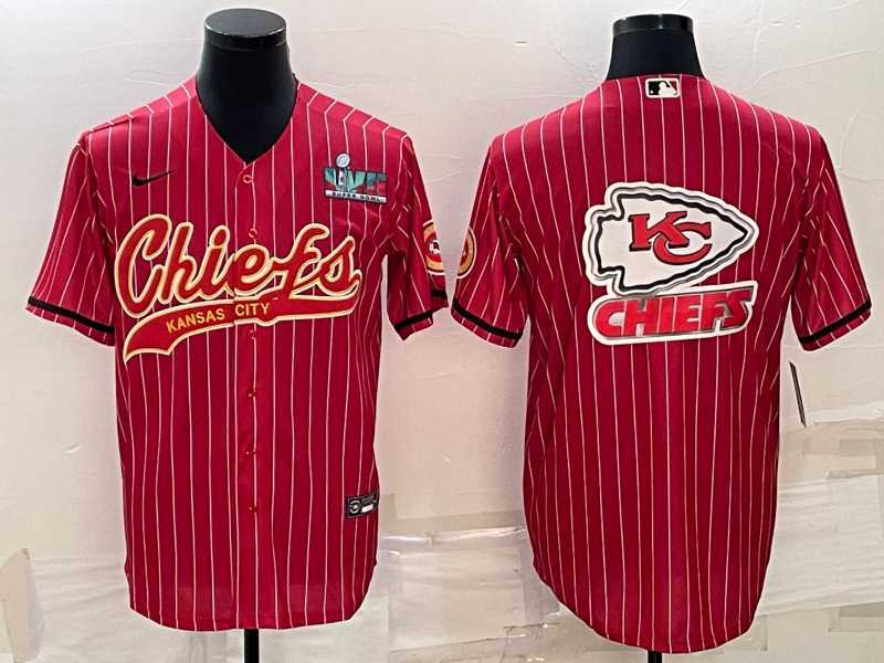 Mens Kansas City Chiefs Red Team Big Logo With Super Bowl LVII Patch Cool Base Stitched Baseball Jersey->kansas city chiefs->NFL Jersey